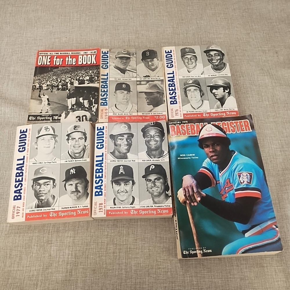 Sporting News Official Baseball Guide Baseball Register One for the Books Lot/6